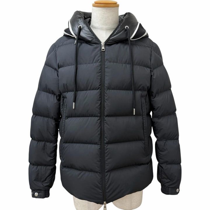 美品□MONCLER モンクレール 2024年製 CARDERE GIUBBOTTO フードロゴ WZIP ダウンジャケット ブラック 3 正規品 メンズ ガーメント付き