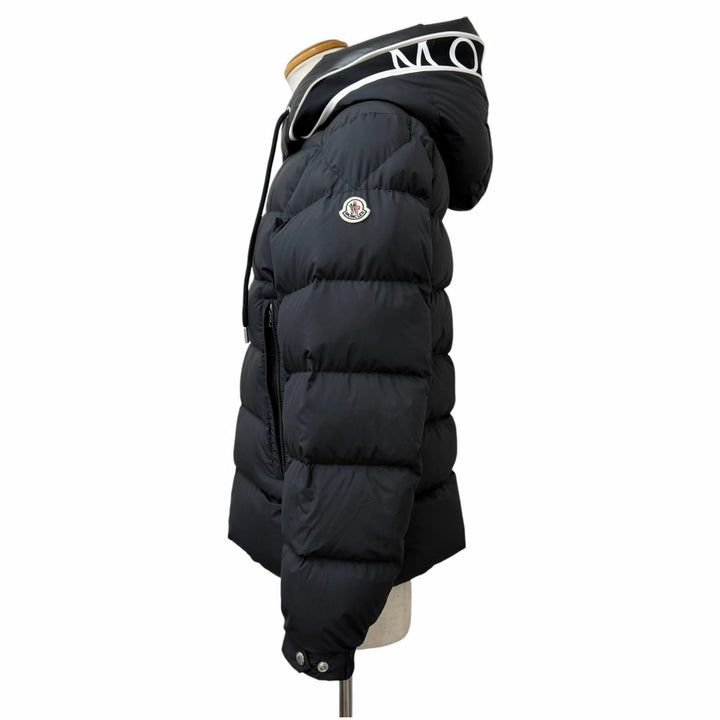 美品□MONCLER モンクレール 2024年製 CARDERE GIUBBOTTO フードロゴ WZIP ダウンジャケット ブラック 3 正規品 メンズ ガーメント付き