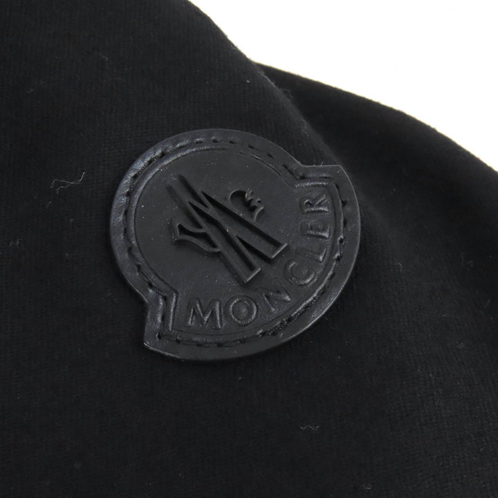 美品△MONCLER モンクレール RYAN ライアン レザーロゴワッペン ウール切替 フード付 ダウンジャケット ブラック 3 正規品 メンズ