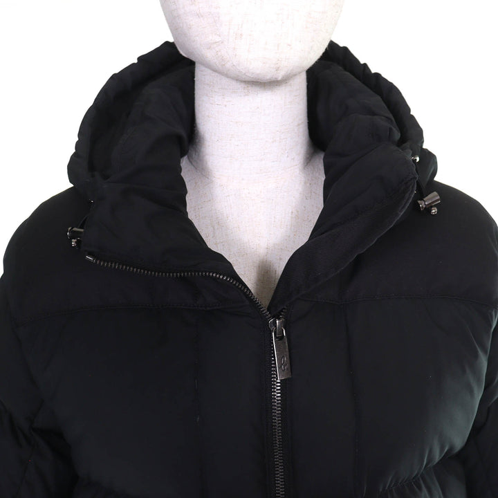 美品△PYRENEX Agnes b ピレネックス アニエスベー AGNES アグネス ロゴワッペン フード付き ダウンコート ブラック 34 レディース