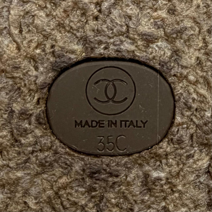 美品★CHANEL シャネル G34113 ココマーク チェーン装飾 ムートン ショートブーツ ブラック シルバー金具 35 イタリア製 レディース 箱付