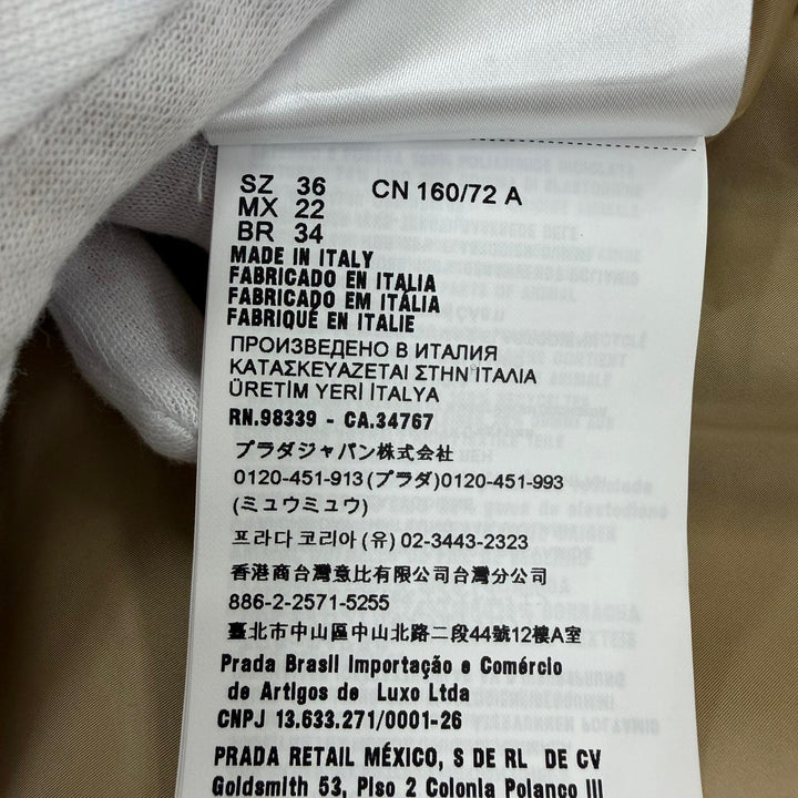 極美品☆PRADA プラダ 2023年製 292171 Re-Nylon トライアングルロゴ ベルト付 ロング丈 コート ベージュ 36 イタリア製 正規品 レディース