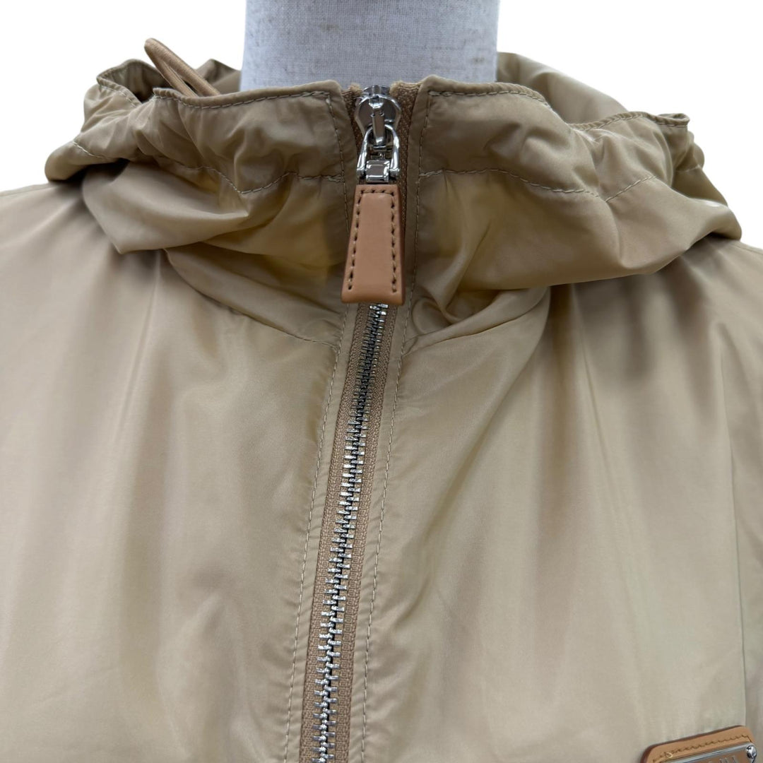 極美品☆PRADA プラダ 2023年製 292171 Re-Nylon トライアングルロゴ ベルト付 ロング丈 コート ベージュ 36 イタリア製 正規品 レディース