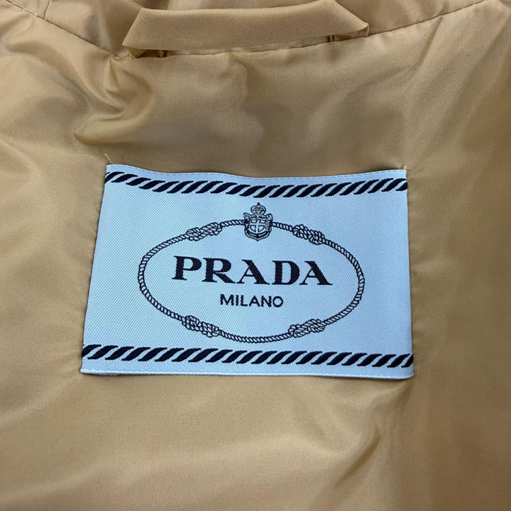 極美品☆PRADA プラダ 2023年製 292171 Re-Nylon トライアングルロゴ ベルト付 ロング丈 コート ベージュ 36 イタリア製 正規品 レディース