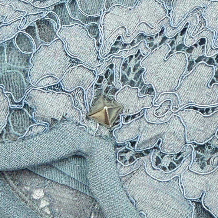 未使用品△VALENTINO ヴァレンティノ 2022年製 NB2RF0L61EC コットン ロックスタッズ 総レース ショートパンツ ライトブルー系 38 伊製