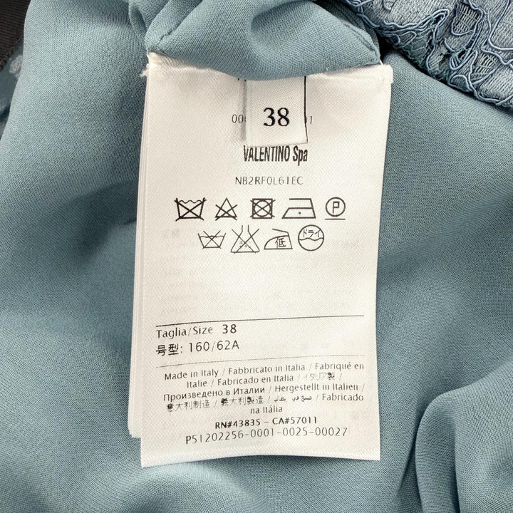 未使用品△VALENTINO ヴァレンティノ 2022年製 NB2RF0L61EC コットン ロックスタッズ 総レース ショートパンツ ライトブルー系 38 伊製