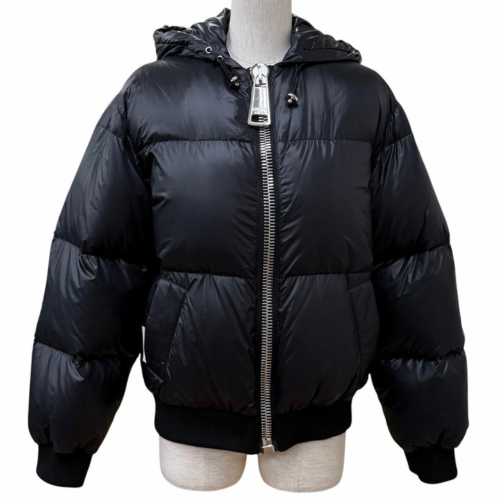 未使用品★MOSCHINO COUTURE! モスキーノ クチュール KK7235116 フード付 バックロゴ ZIP UP ダウンジャケット 38 正規品 定価240000円