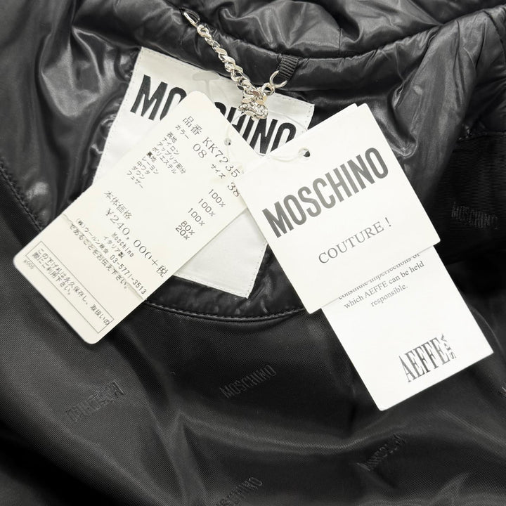 未使用品★MOSCHINO COUTURE! モスキーノ クチュール KK7235116 フード付 バックロゴ ZIP UP ダウンジャケット 38 正規品 定価240000円