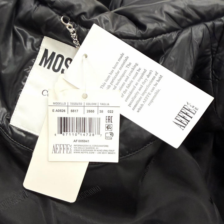 未使用品★MOSCHINO COUTURE! モスキーノ クチュール KK7235116 フード付 バックロゴ ZIP UP ダウンジャケット 38 正規品 定価240000円