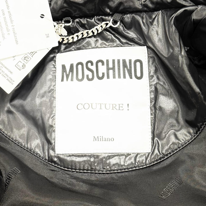 未使用品★MOSCHINO COUTURE! モスキーノ クチュール KK7235116 フード付 バックロゴ ZIP UP ダウンジャケット 38 正規品 定価240000円