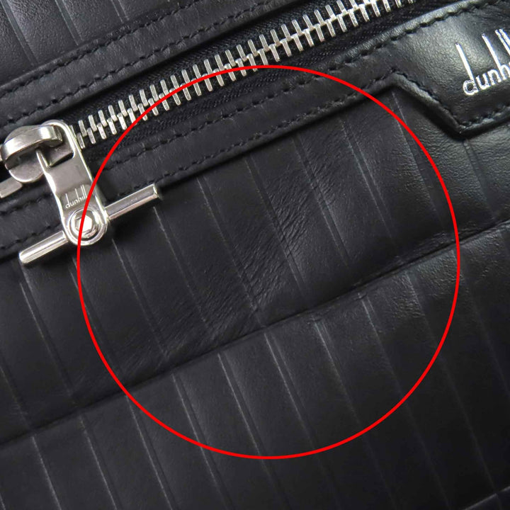 美品△Dunhill ダンヒル ローラガス トップハンドルバッグ ロゴ エンボス カーフレザー 2WAY ショルダーバッグ ブラック 伊製 メンズ