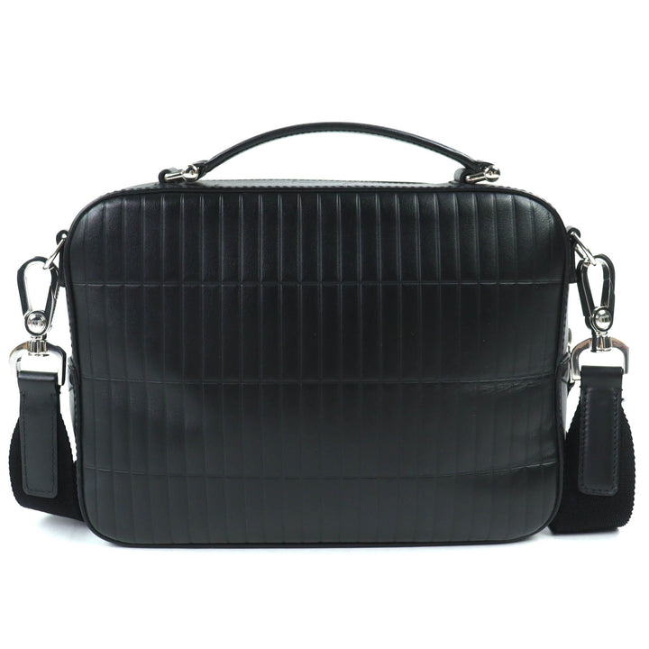 美品△Dunhill ダンヒル ローラガス トップハンドルバッグ ロゴ エンボス カーフレザー 2WAY ショルダーバッグ ブラック 伊製 メンズ