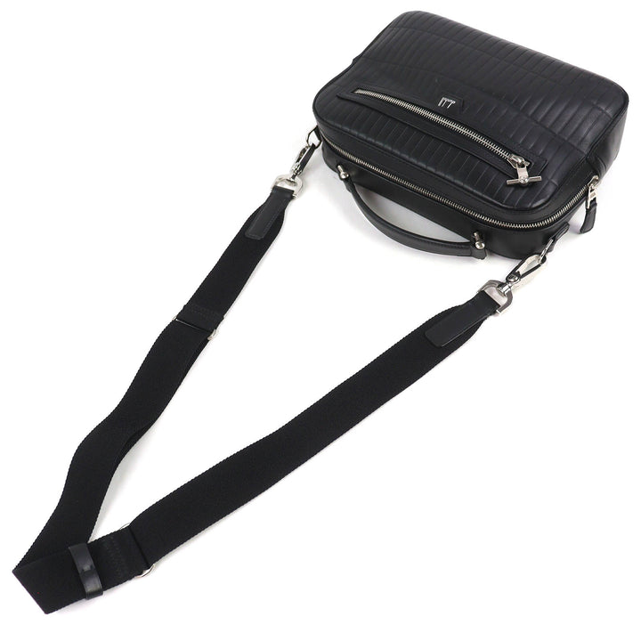 美品△Dunhill ダンヒル ローラガス トップハンドルバッグ ロゴ エンボス カーフレザー 2WAY ショルダーバッグ ブラック 伊製 メンズ
