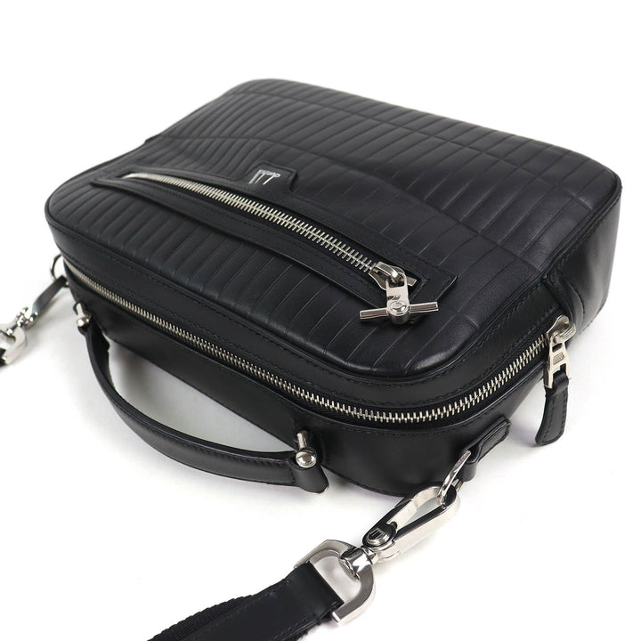 美品△Dunhill ダンヒル ローラガス トップハンドルバッグ ロゴ エンボス カーフレザー 2WAY ショルダーバッグ ブラック 伊製 メンズ