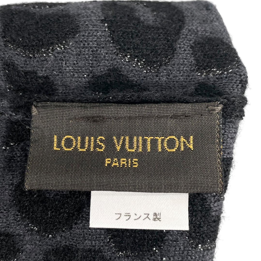 極美品▲LOUIS VUITTON ルイヴィトン M58357 ゴン マイユ レオパード カシミヤ シルク LVロゴ ロング グローブ 手袋 正規品 レディース