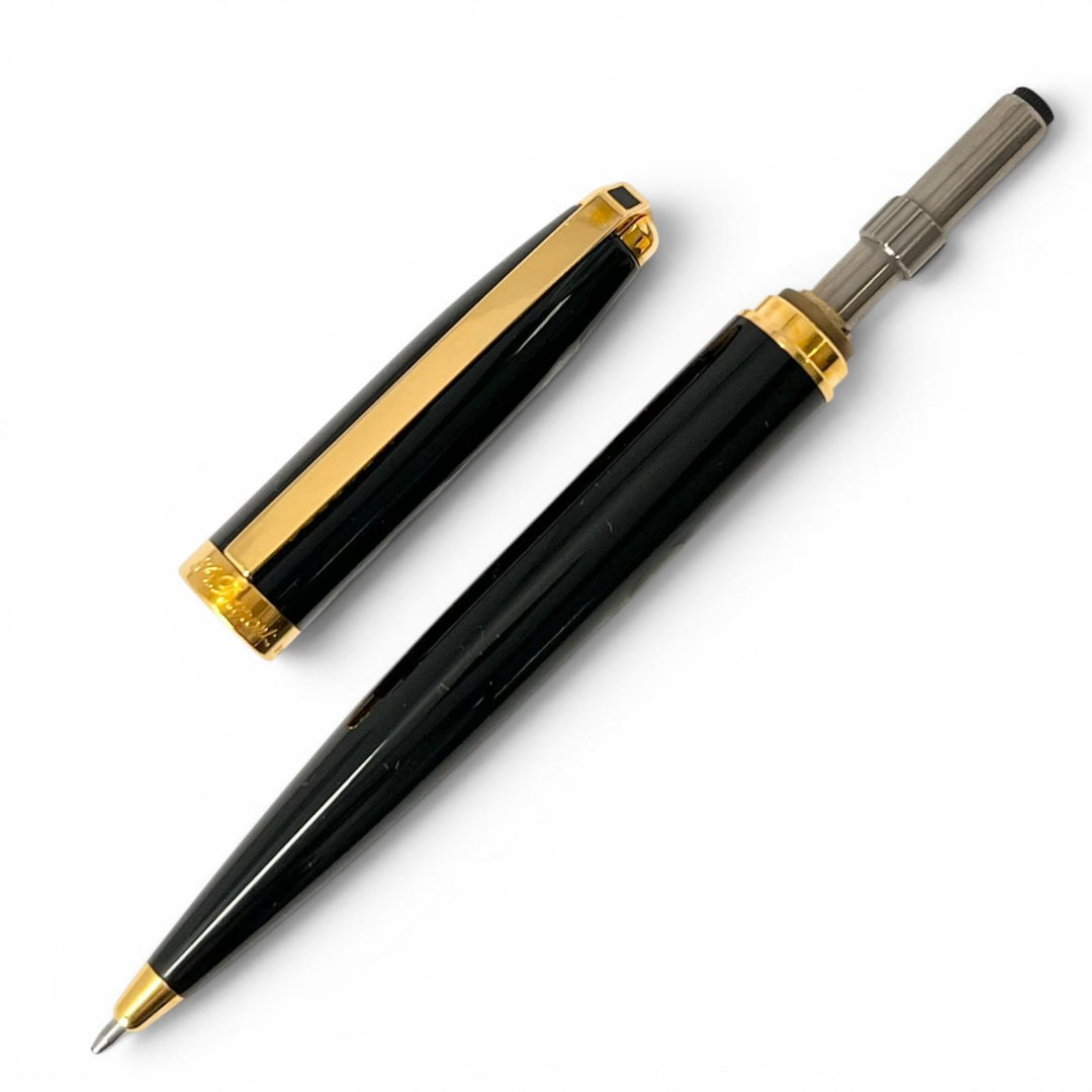 極美品▲Dupont デュポン FIDELIO フィデリオ ツイスト式 ボールペン 筆記具 ブラック ゴールド フランス製 メンズ 箱付き
