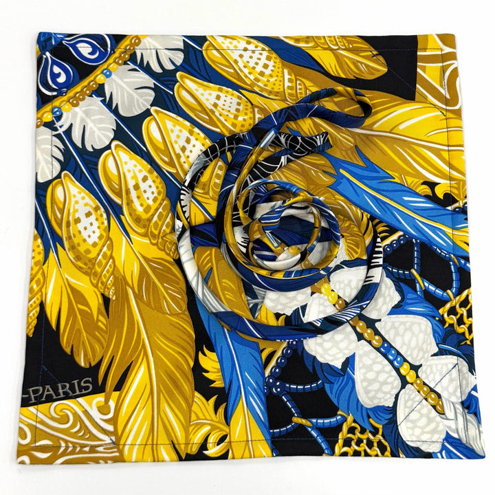 極美品★HERMES エルメス シルク100％ プティアッシュ DANSE PACIFIQUE カルメン オブジェ 巾着ポーチ マルチ フランス製 箱付