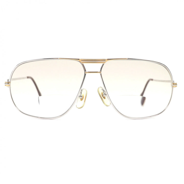 美品□Cartier カルティエ ヴィンテージ トリニティ ツーブリッジ メガネ 眼鏡 サングラス シルバー ボルドー 64□12 度入り フランス製