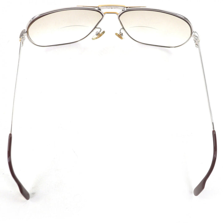美品□Cartier カルティエ ヴィンテージ トリニティ ツーブリッジ メガネ 眼鏡 サングラス シルバー ボルドー 64□12 度入り フランス製