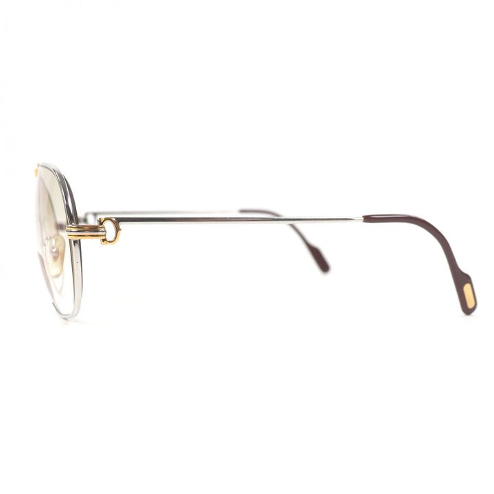 美品□Cartier カルティエ ヴィンテージ トリニティ ツーブリッジ メガネ 眼鏡 サングラス シルバー ボルドー 64□12 度入り フランス製