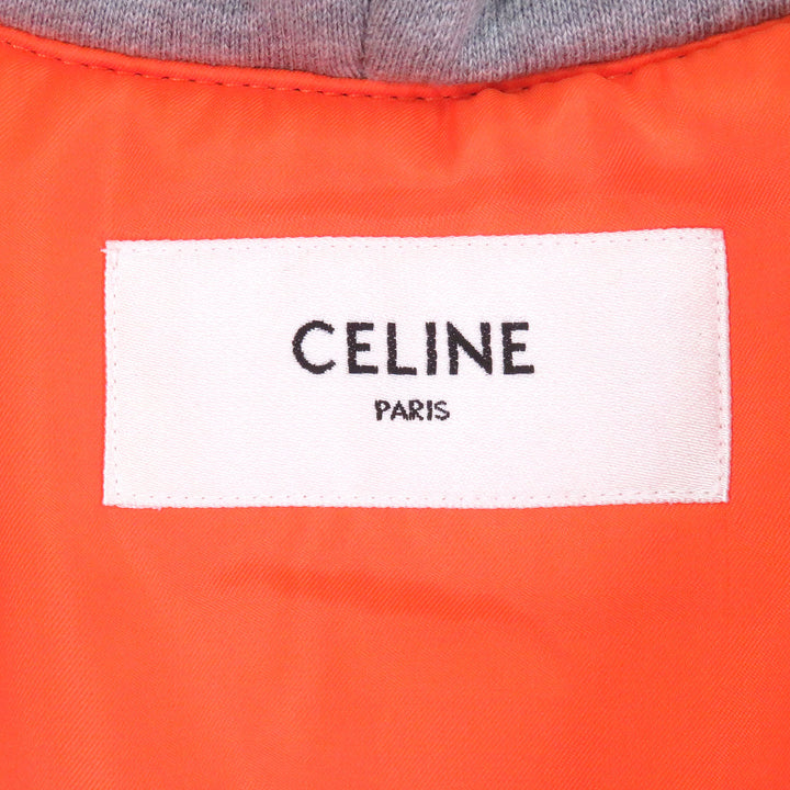 極美品□CELINE セリーヌ RV004889O ナイロンツイル フーデッド ルーズボンバージャケット MA-1 カーキ オレンジ 48 イタリア製 正規品