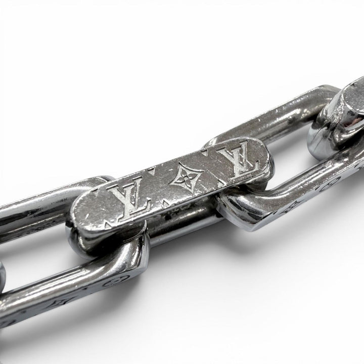 美品▼LOUIS VUITTON ルイヴィトン 2022年製 M00307 コリエ チェーン モノグラム ネックレス シルバー メンズ 定価129800円 箱・保存袋付