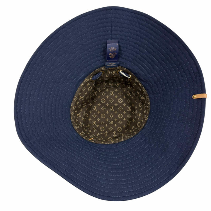 美品◇LOUIS VUITTON ルイヴィトン 2024年製 M7496S バケットハット LVストライプ 裏モノグラム レザー使い ハット 正規品 定価145200円