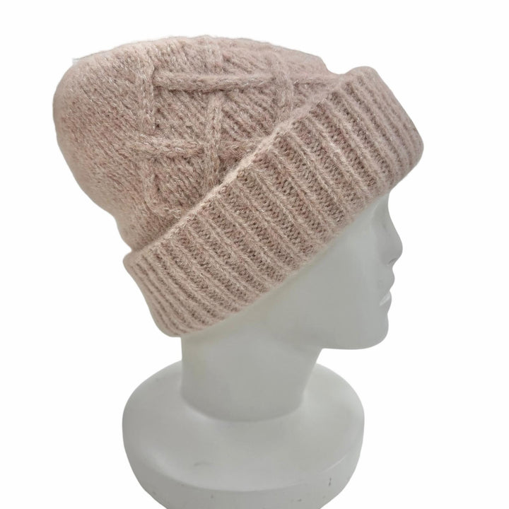 極美品◇MONCLER モンクレール 2025年製 BERRETTO TRICOT アルパカ混 ロゴワッペン シルバーラメ ニット帽 ニットキャップ ピンク 正規品