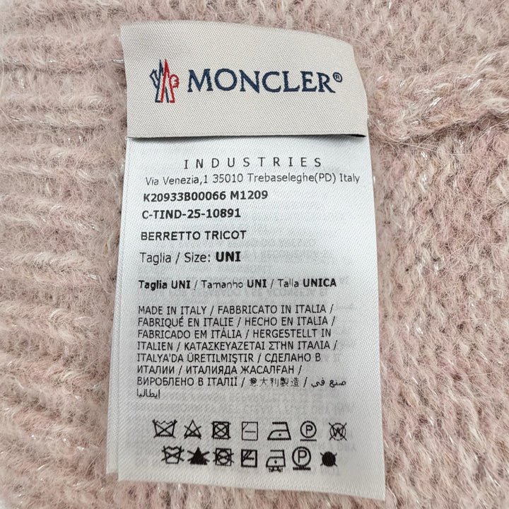 極美品◇MONCLER モンクレール 2025年製 BERRETTO TRICOT アルパカ混 ロゴワッペン シルバーラメ ニット帽 ニットキャップ ピンク 正規品
