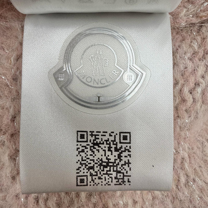 極美品◇MONCLER モンクレール 2025年製 BERRETTO TRICOT アルパカ混 ロゴワッペン シルバーラメ ニット帽 ニットキャップ ピンク 正規品