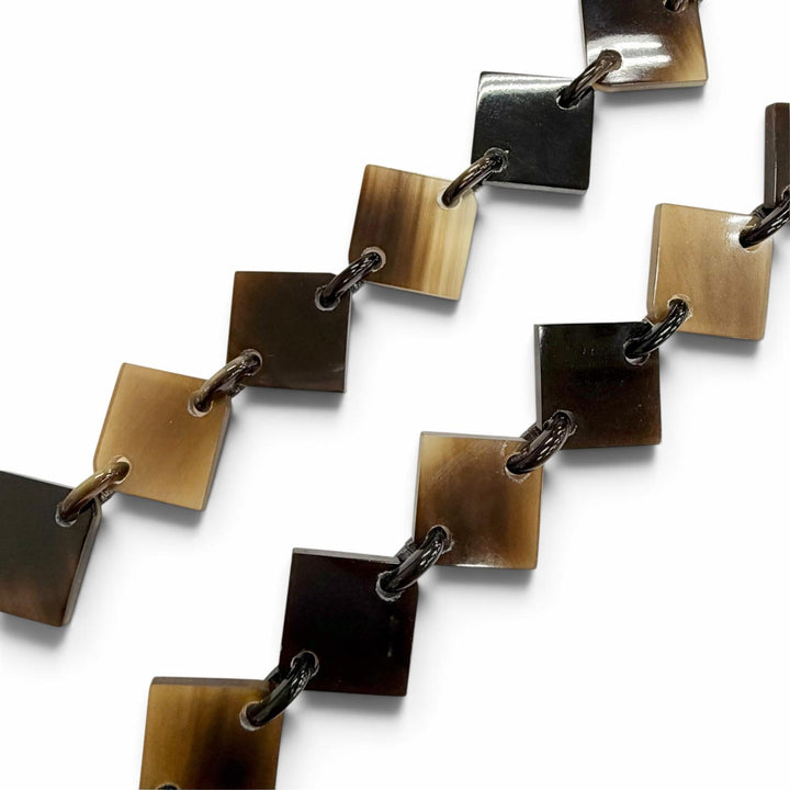 美品△HERMES エルメス ディーヴァ ネックレス バッファローホーン ラッカーウッド アクセサリー ブラウン系 マルチカラー ベトナム製