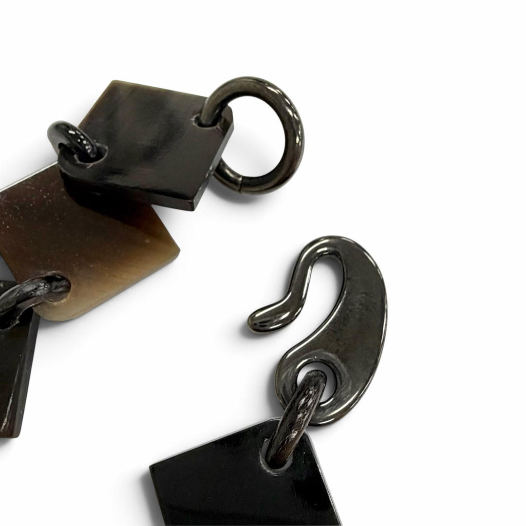 美品△HERMES エルメス ディーヴァ ネックレス バッファローホーン ラッカーウッド アクセサリー ブラウン系 マルチカラー ベトナム製