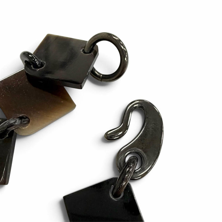 美品△HERMES エルメス ディーヴァ ネックレス バッファローホーン ラッカーウッド アクセサリー ブラウン系 マルチカラー ベトナム製