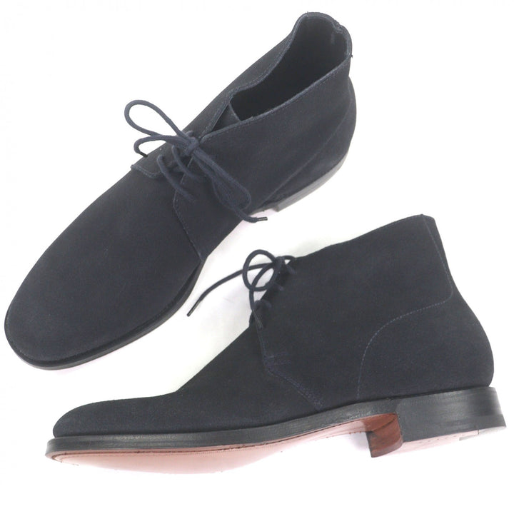 未使用品□CROCKETT&amp;JONES クロケットアンドジョーンズ CHUKKA スウェードレザー チャッカーブーツ ネイビー 5.5 イングランド製 メンズ