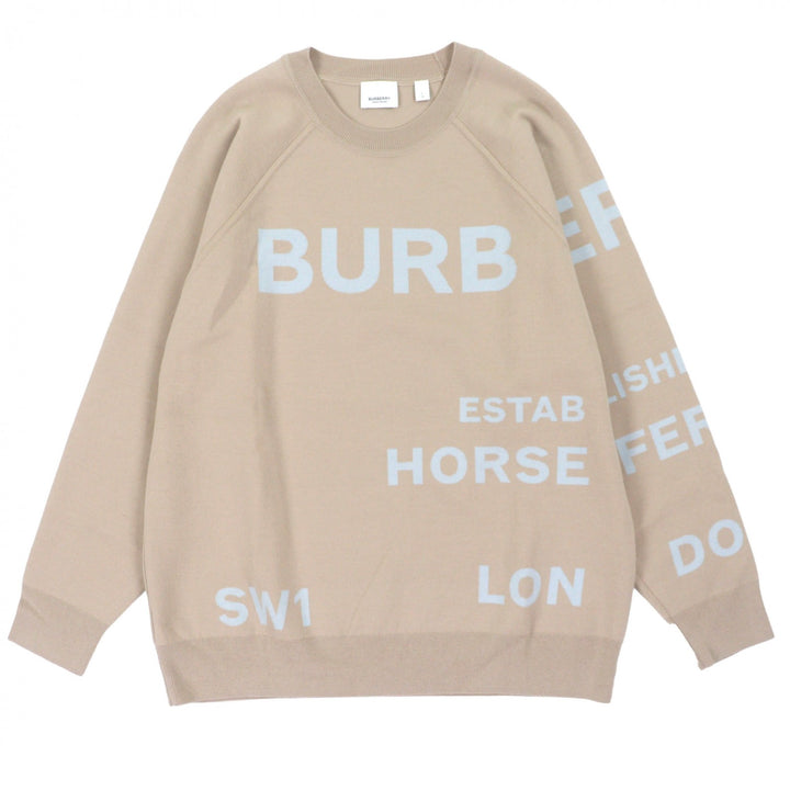 極美品▼BURBERRY バーバリー 8040224 ホースフェリー スーパーメリノウール92% クルーネック プルオーバー ニットセーター L 正規品