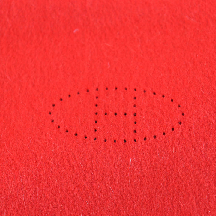 極美品★HERMES エルメス カシミヤ100％ ROUGE PAVOT/CAPUCINE リバーシブル Hロゴ パンチング フリンジ付 マフラー 箱付き イタリア製