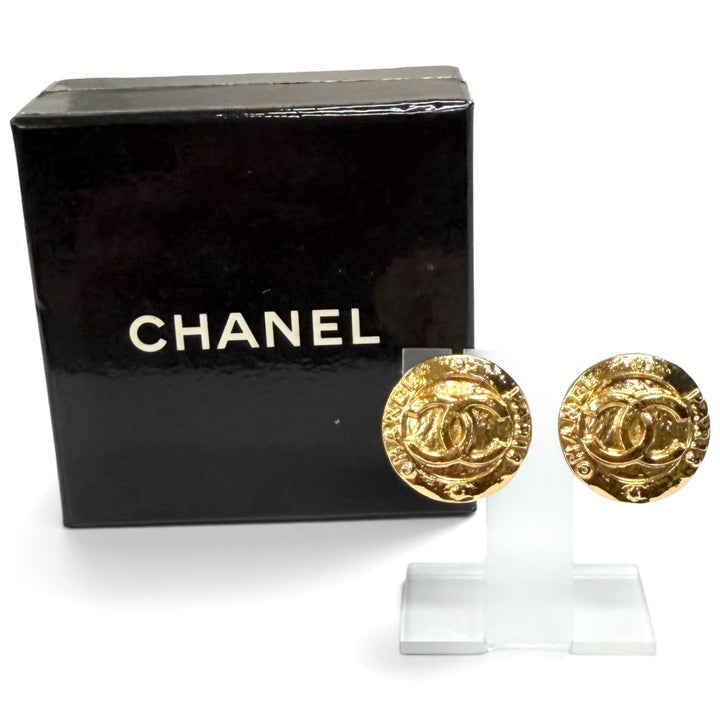 極美品★CHANEL シャネル ヴィンテージ 28 ココマーク ロゴ入り イヤリング アクセサリー ゴールド フランス製 レディース