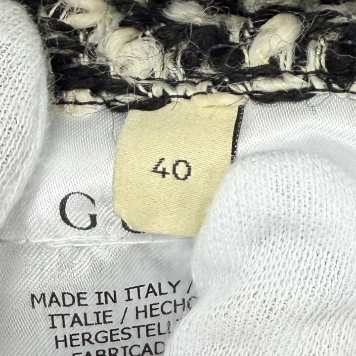 極美品★GUCCI グッチ 761703 ウール混 インターロッキングG 切替デザイン ツイード ボンバージャケット ブラック ベージュ IT 40 正規品