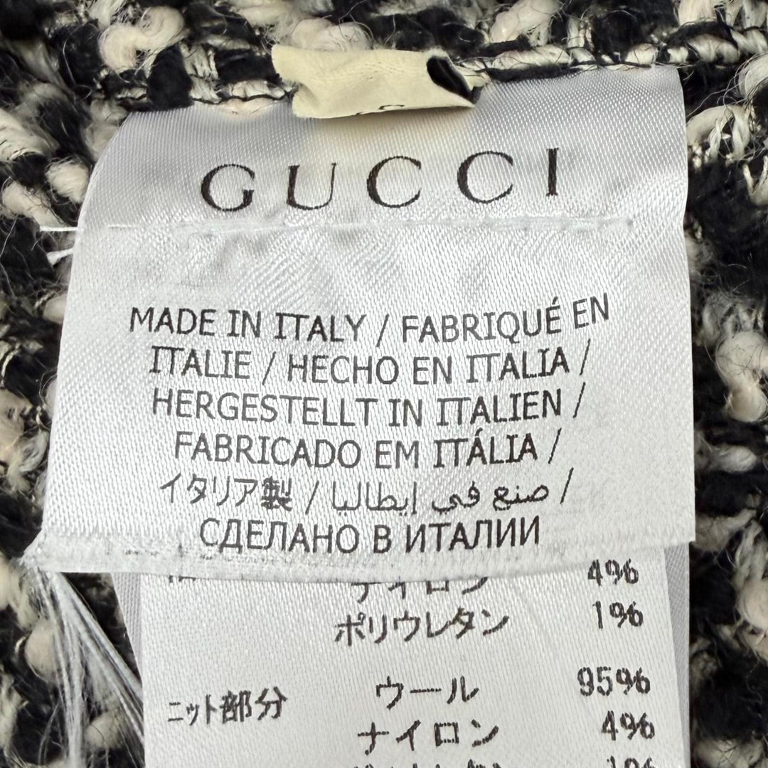 極美品★GUCCI グッチ 761703 ウール混 インターロッキングG 切替デザイン ツイード ボンバージャケット ブラック ベージュ IT 40 正規品