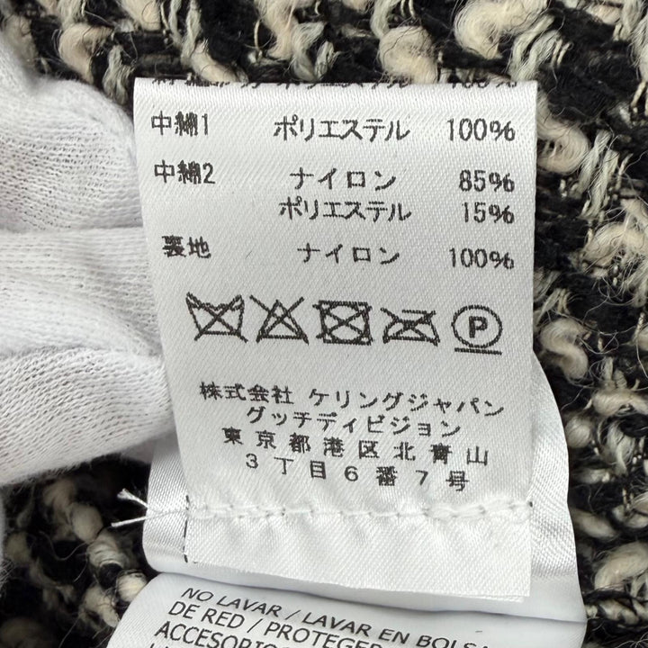 極美品★GUCCI グッチ 761703 ウール混 インターロッキングG 切替デザイン ツイード ボンバージャケット ブラック ベージュ IT 40 正規品