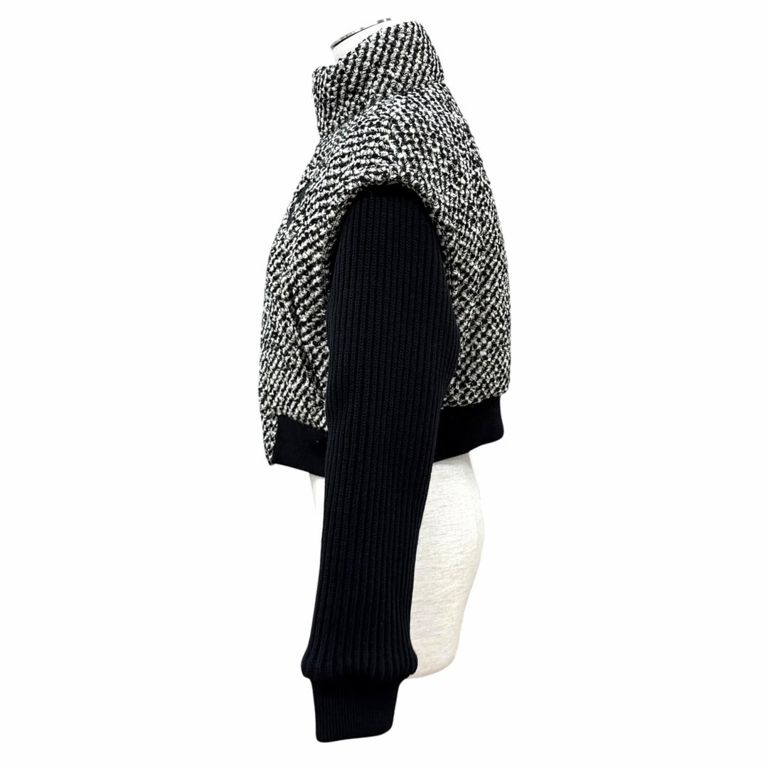 極美品★GUCCI グッチ 761703 ウール混 インターロッキングG 切替デザイン ツイード ボンバージャケット ブラック ベージュ IT 40 正規品