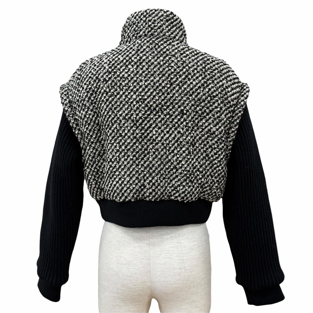 極美品★GUCCI グッチ 761703 ウール混 インターロッキングG 切替デザイン ツイード ボンバージャケット ブラック ベージュ IT 40 正規品