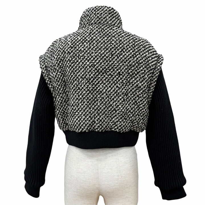 極美品★GUCCI グッチ 761703 ウール混 インターロッキングG 切替デザイン ツイード ボンバージャケット ブラック ベージュ IT 40 正規品