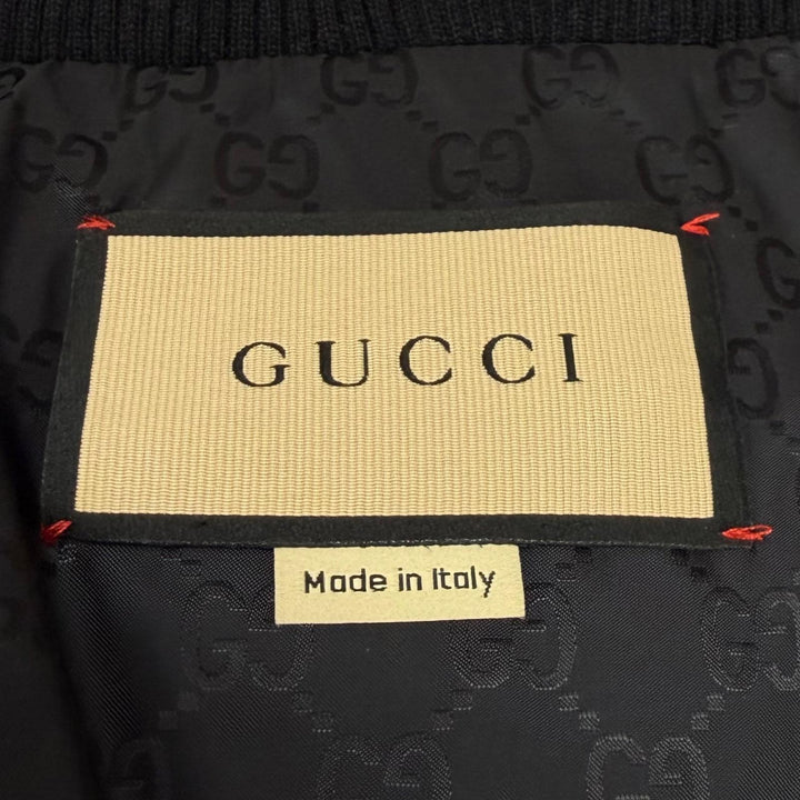 極美品★GUCCI グッチ 761703 ウール混 インターロッキングG 切替デザイン ツイード ボンバージャケット ブラック ベージュ IT 40 正規品