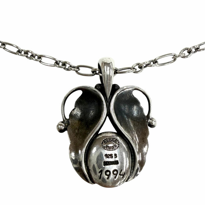 美品◇Georg Jensen ジョージジェンセン 1994 925 ガーネット イヤーネックレス ペンダント シルバー レッド系 重量11.04g レディース