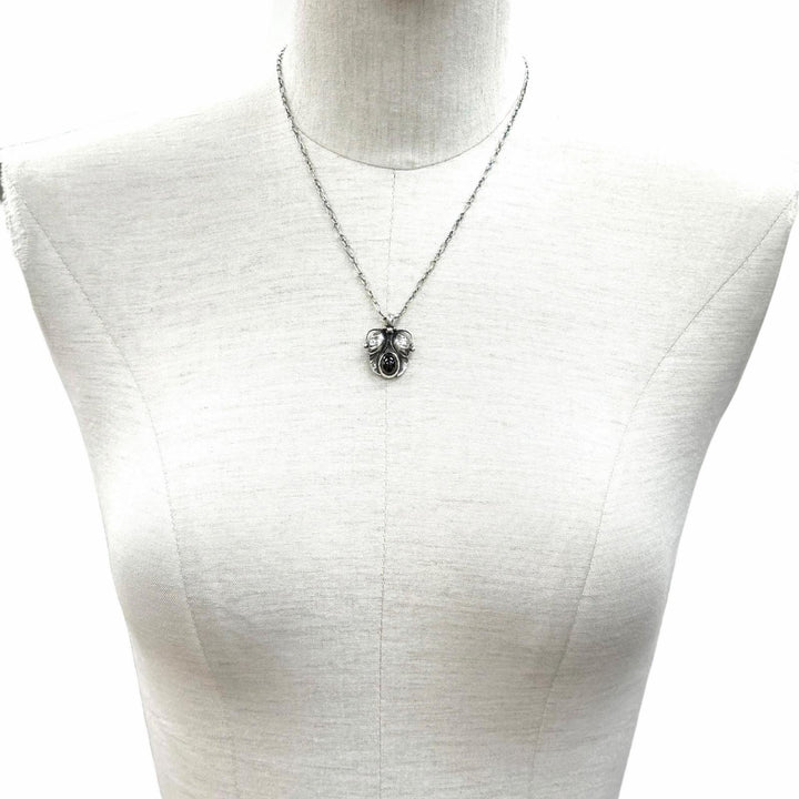 美品◇Georg Jensen ジョージジェンセン 1994 925 ガーネット イヤーネックレス ペンダント シルバー レッド系 重量11.04g レディース