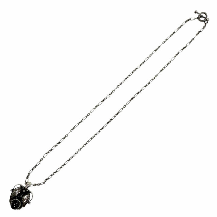 美品◇Georg Jensen ジョージジェンセン 1994 925 ガーネット イヤーネックレス ペンダント シルバー レッド系 重量11.04g レディース