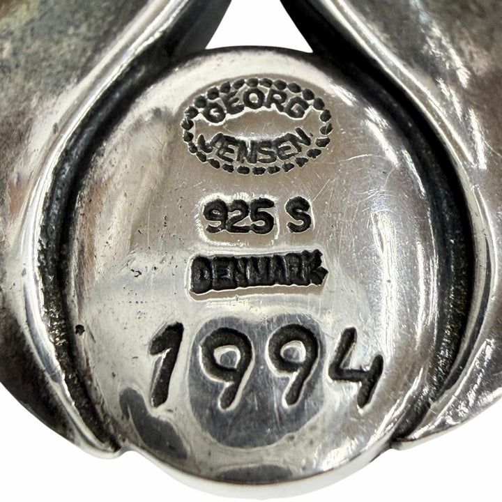 美品◇Georg Jensen ジョージジェンセン 1994 925 ガーネット イヤーネックレス ペンダント シルバー レッド系 重量11.04g レディース