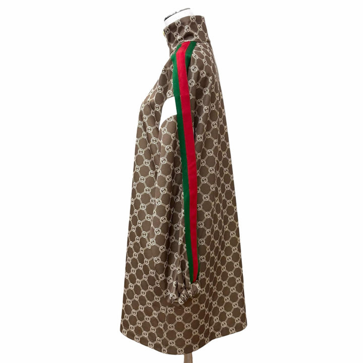 未使用品★GUCCI グッチ 2022年製 678689 インターロッキングG 総柄 ウェブライン ワンピース ブラウン S イタリア製 正規品 レディース