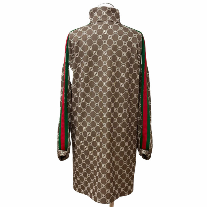 未使用品★GUCCI グッチ 2022年製 678689 インターロッキングG 総柄 ウェブライン ワンピース ブラウン S イタリア製 正規品 レディース